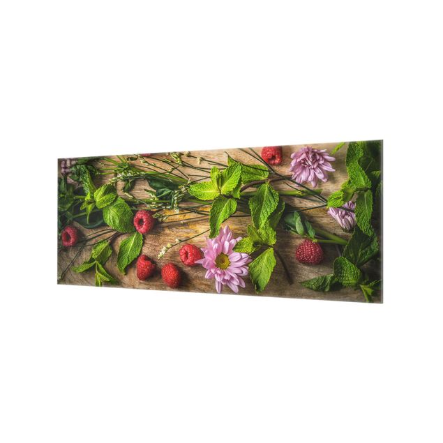 Wohndeko Fotografie Blumen Himbeeren Minze