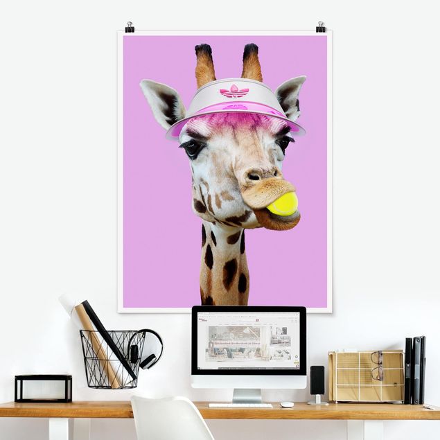 Deko Kinderzimmer Giraffe beim Tennis