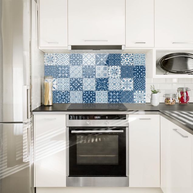 Küche Dekoration Fliesen Mustermix Blau Weiß