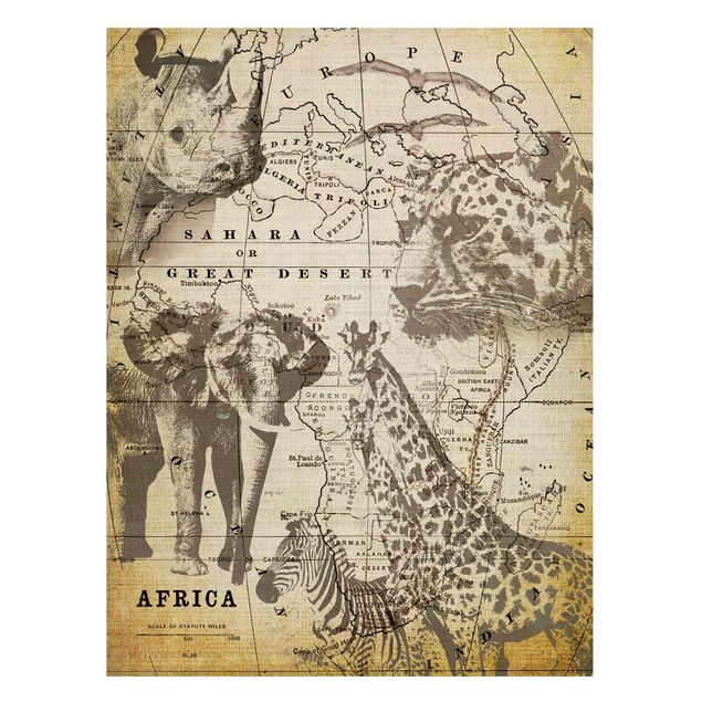 Wanddeko Flur Vintage Collage - Africa Wildlife