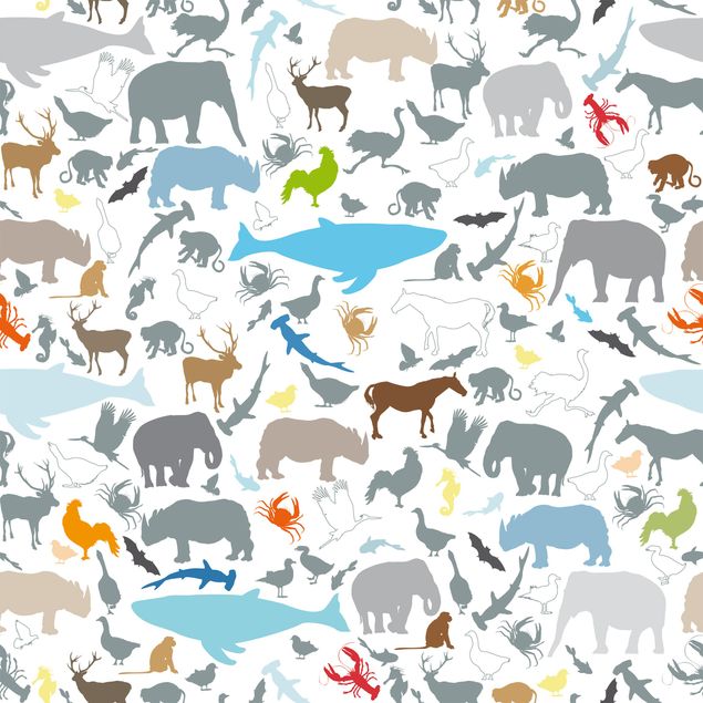 Wohndeko Muster Lernmuster für Kinder mit vielen verschiedenen Tieren