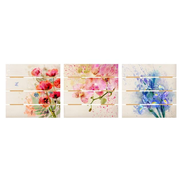 Deko Blume Aquarell Blumen Trio