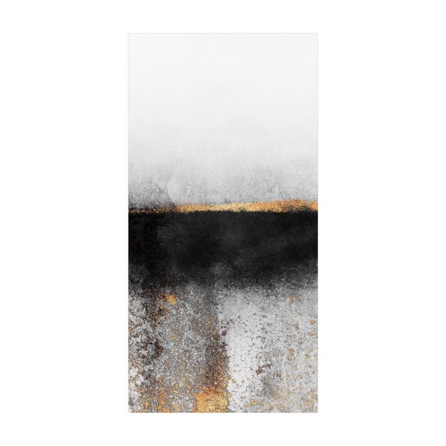 Wanddeko schwarz-weiß Abstrakter Goldener Horizont Schwarz Weiß