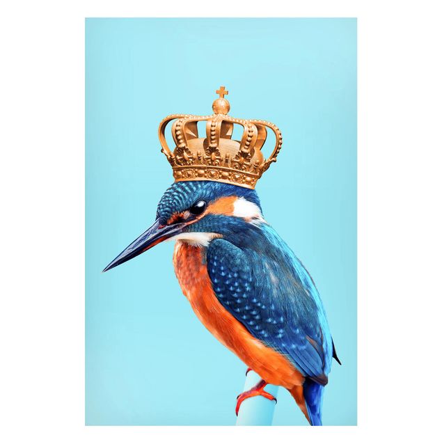 Wanddeko blau Eisvogel mit Krone