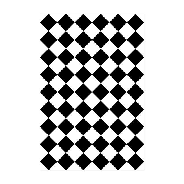 Wanddeko schwarz-weiß Geometrisches Muster gedrehtes Schachbrett Schwarz Weiß