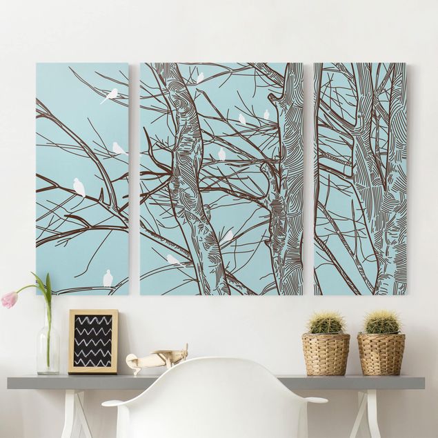 Wanddeko Wohnzimmer Winterbäume