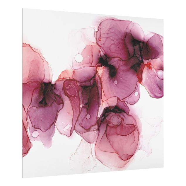 Wohndeko Kunst Wilde Blüten in Violett und Gold
