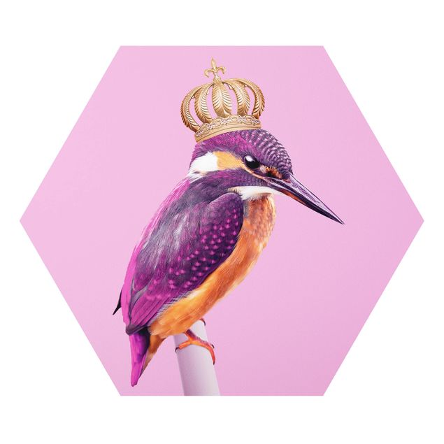 Wanddeko pink Rosa Eisvogel mit Krone