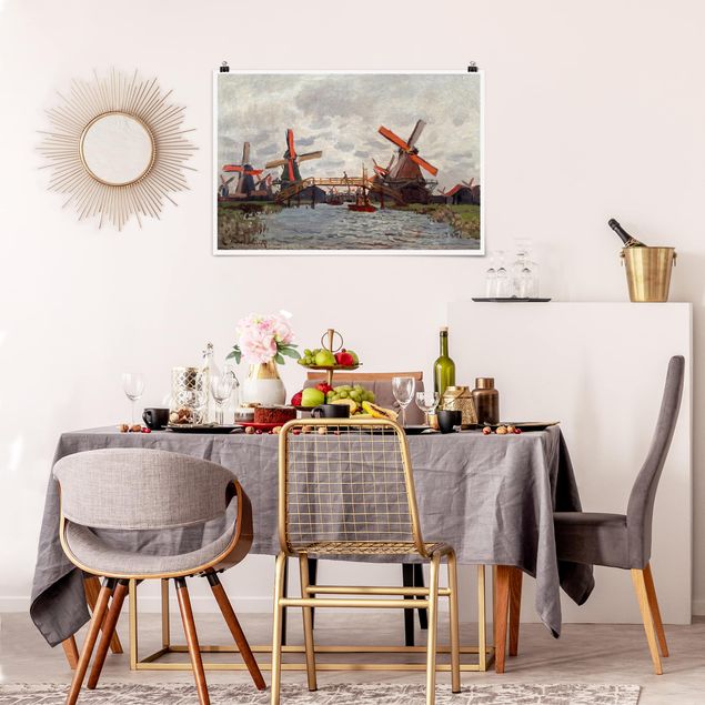 Wanddeko beige Claude Monet - Windmühlen Zaandam