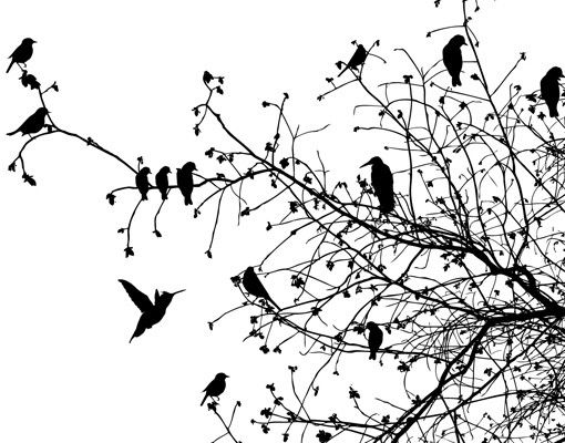 Wanddeko Flur Branches and Birds in Autumn