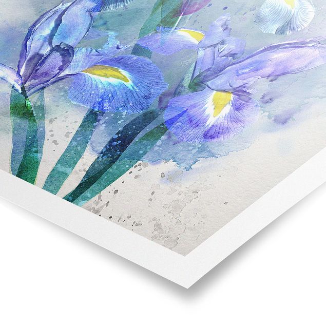 Wanddeko Esszimmer Aquarell Blumen Iris