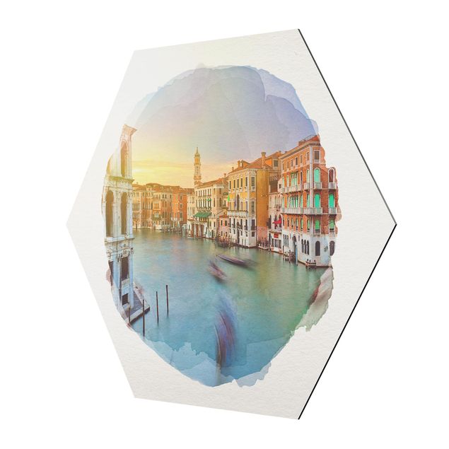 Wanddeko Esszimmer Wasserfarben - Canale Grande Blick von der Rialtobrücke Venedig