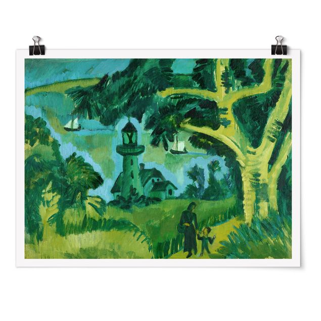 Wanddeko grün Ernst Ludwig Kirchner - Leuchtturm auf Fehmarn