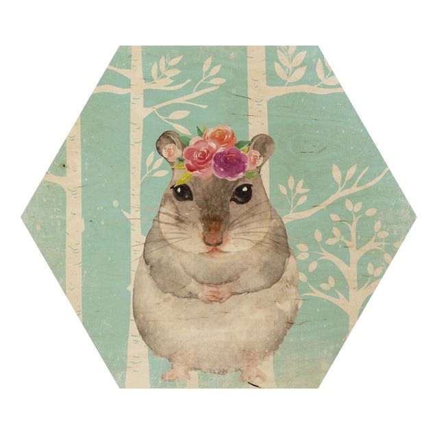 Wanddeko Jungenzimmer Aquarell Hamster Türkis