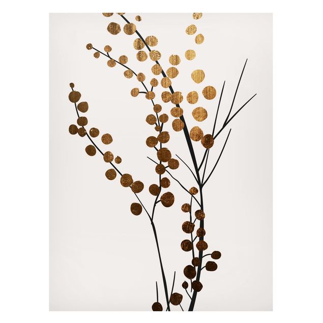 Wanddeko Botanik Grafische Pflanzenwelt - Beeren Gold