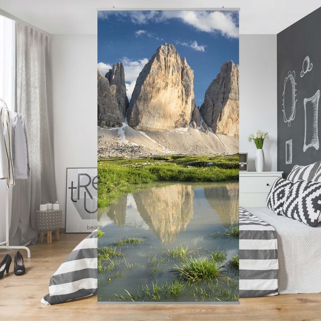 Wanddeko Schlafzimmer Südtiroler Zinnen und Wasserspiegelung