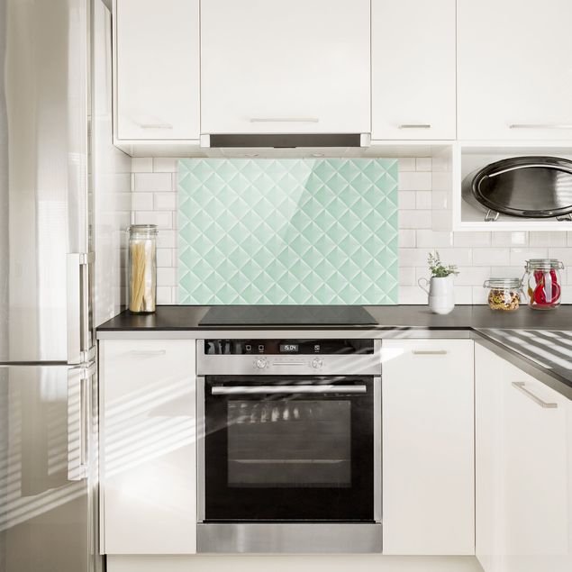 Küche Dekoration Geometrisches 3D Rauten Muster in Mint