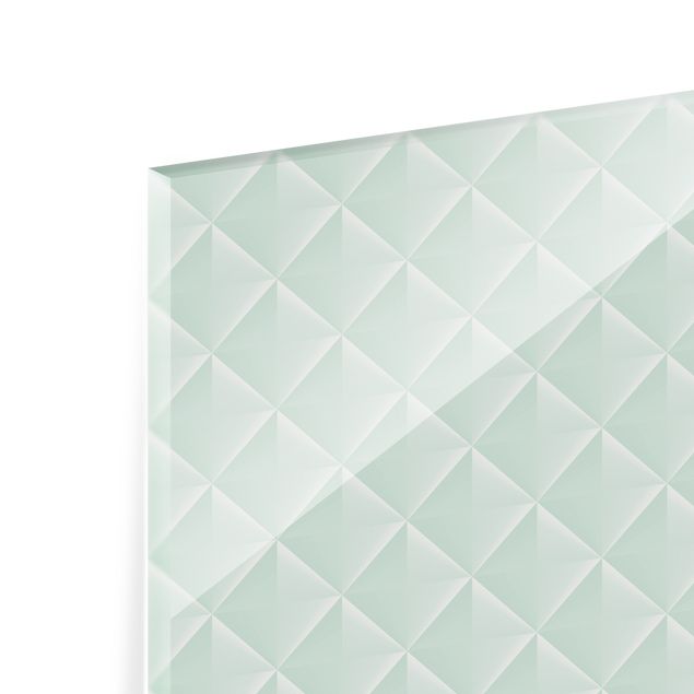 Glasrückwand Küche Geometrisches 3D Rauten Muster in Mint