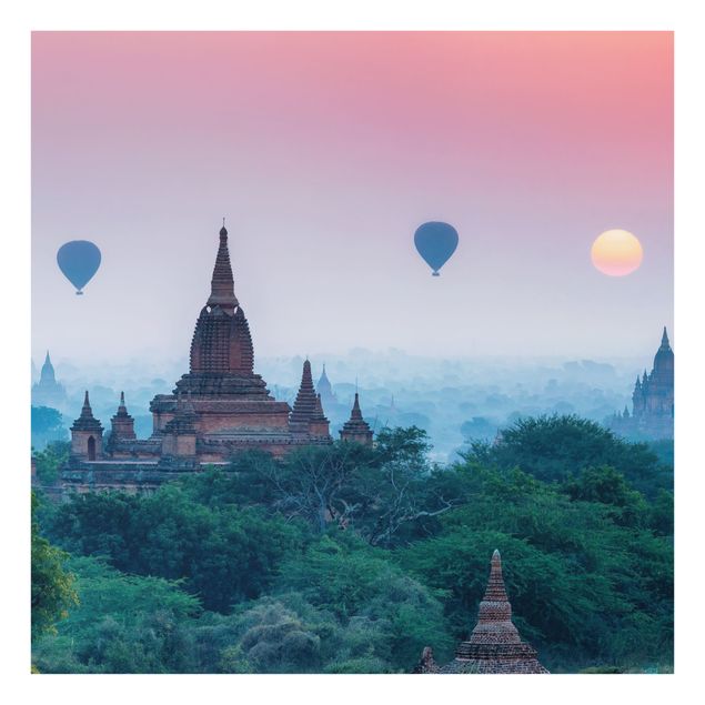 Wanddeko Asia Heißluftballons über Tempelanlage