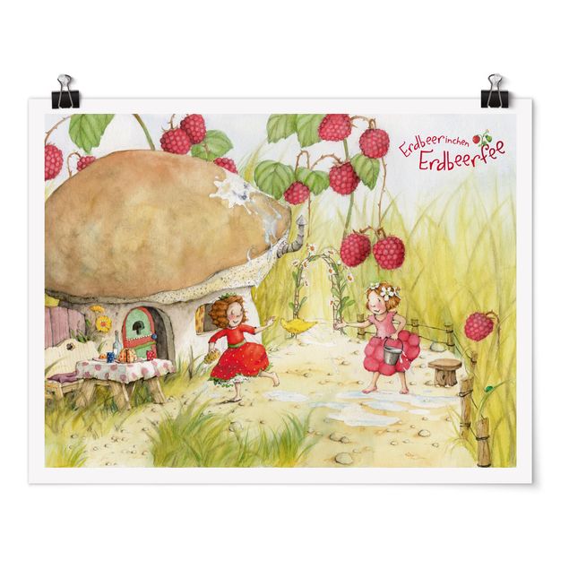 Wanddeko Mädchenzimmer Erdbeerinchen Erdbeerfee - Unter dem Himbeerstrauch