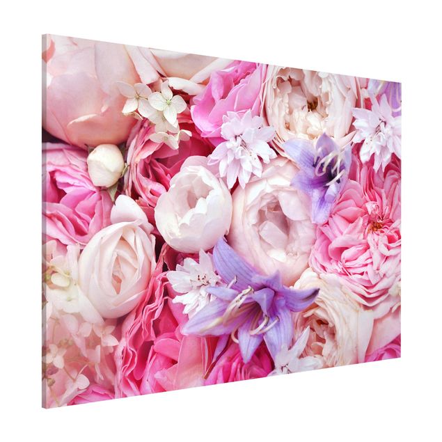Wanddeko Blume Shabby Rosen mit Glockenblumen
