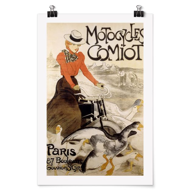 Wanddeko Esszimmer Théophile-Alexandre Steinlen - Werbeplakat für Motorcycles Comiot