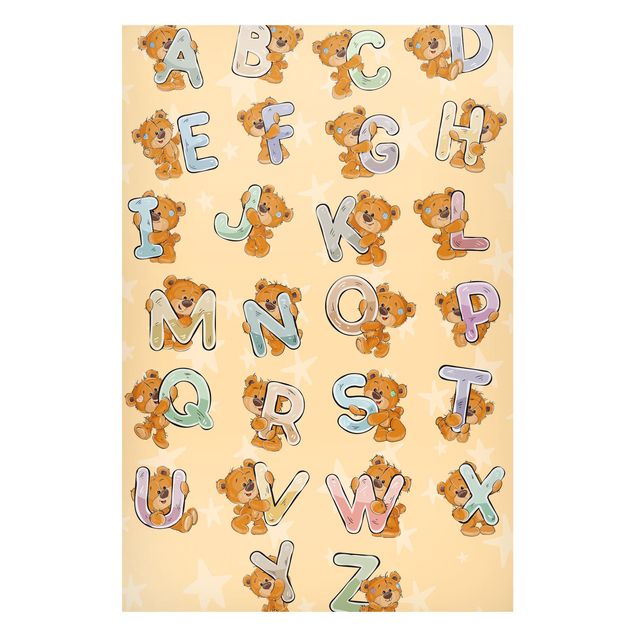 Wandbilder Bären Ich lerne das Alphabet mit Teddy von A bis Z