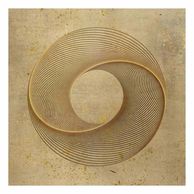 Wanddeko gold Line Art Kreisspirale Gold