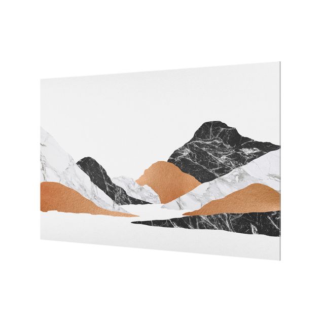 Wanddeko Abstrakt Landschaft in Marmor und Kupfer II