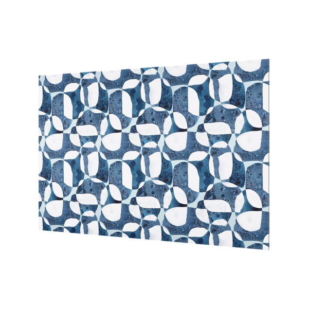 Glasrückwand Küche Muster Lebende Steine Muster in Blau