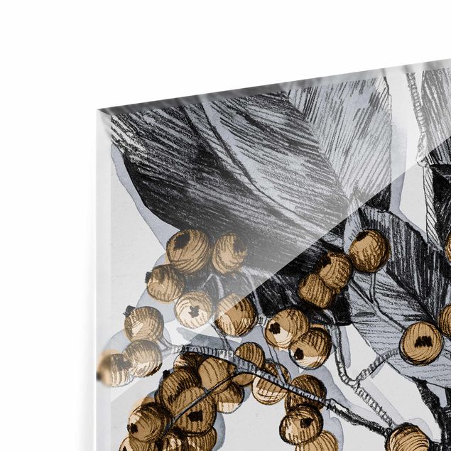 Glasrückwand Küche Blumen Aquarellbeeren