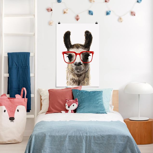Wanddeko Schlafzimmer Hippes Lama mit Brille II