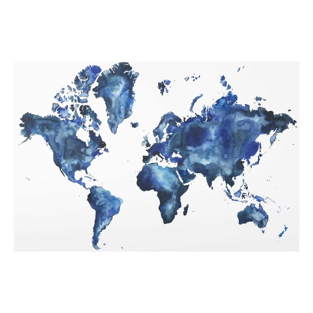 Wanddeko Weltkarte Wasser-Weltkarte hell