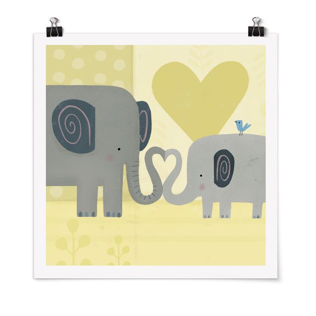 Wanddeko grau Mama und ich - Elefanten