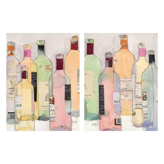 Deko Getränke Weinflaschen in Wasserfarbe Set I
