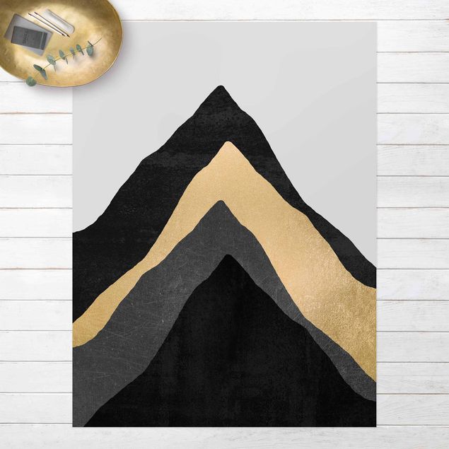 Wanddeko gold Goldener Berg Schwarz Weiß