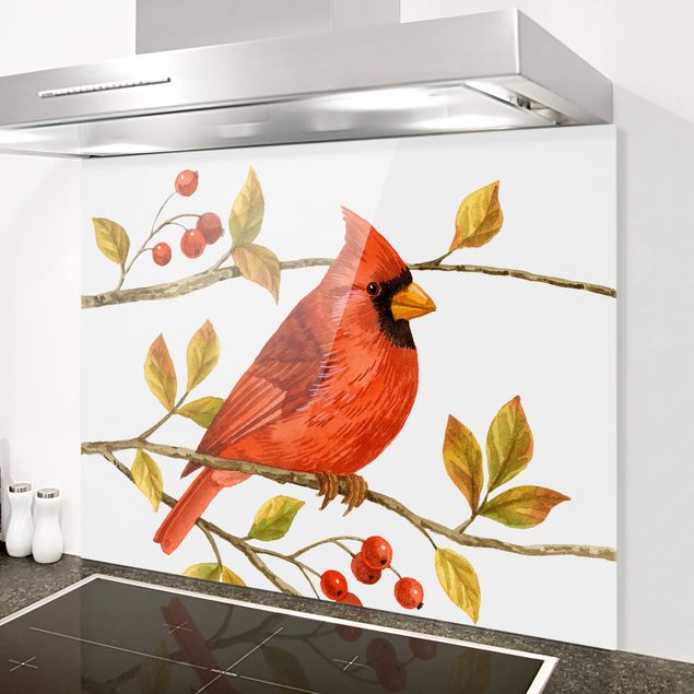 Küche Dekoration Vögel und Beeren - Rotkardinal