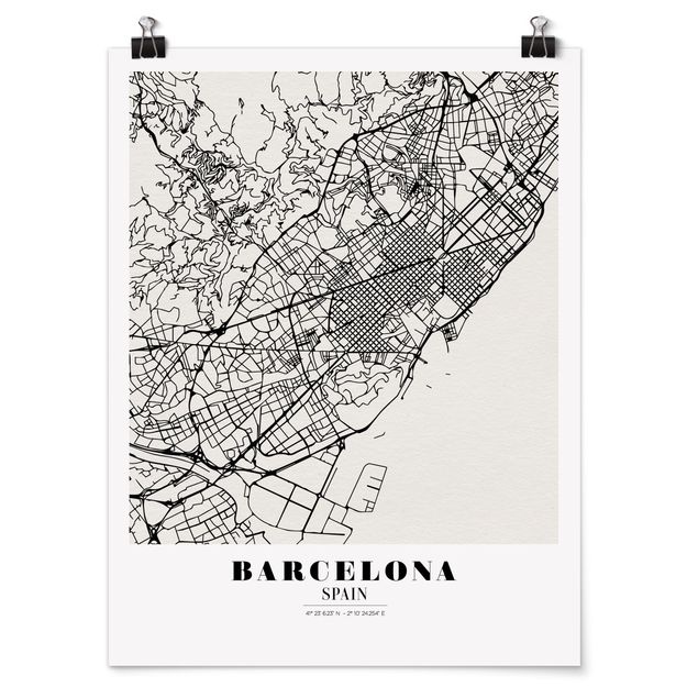 Wanddeko Büro Stadtplan Barcelona - Klassik