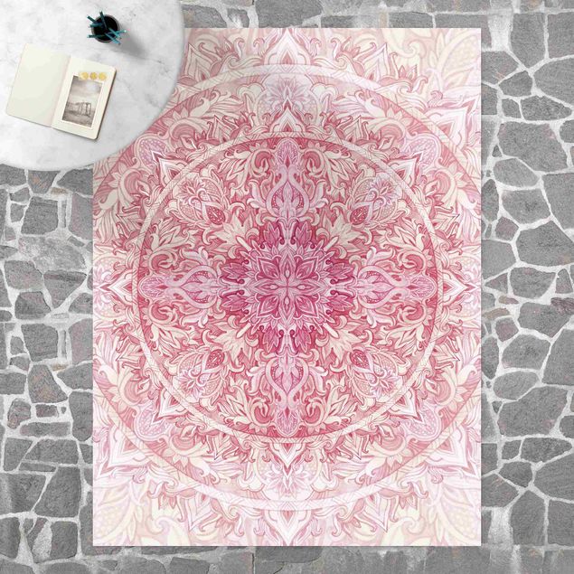 Wanddeko Esszimmer Mandala Aquarell Sonne Ornament rosa