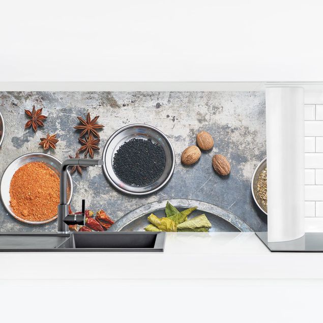 Küchenrückwand Folie Kräuter Shabby Gewürzplatte