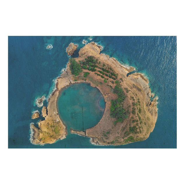 Wanddeko blau Luftbild - Die Insel Vila Franca do Campo