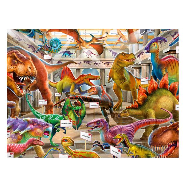 Wanddeko bunt Dinosaurier im Naturkundemuseum