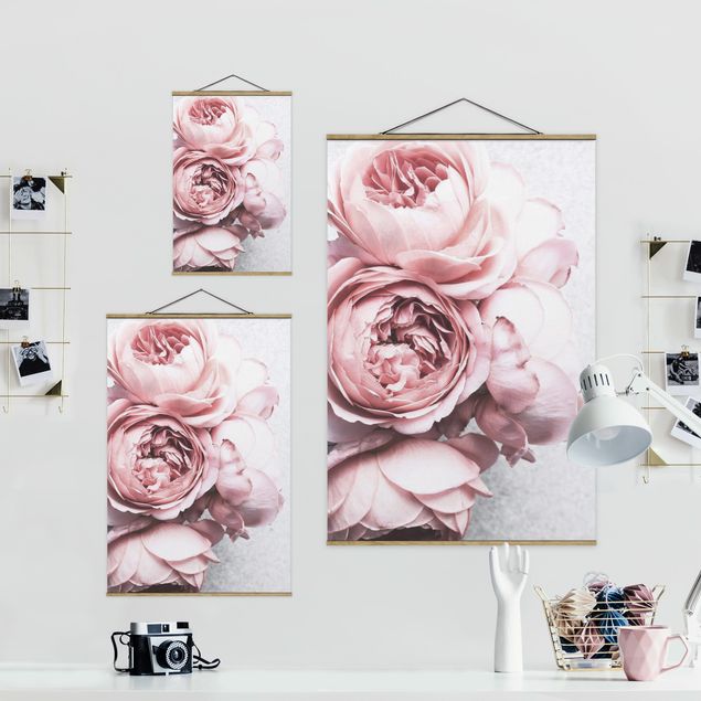 Wanddeko Esszimmer Rosa Pfingstrosenblüten Shabby Pastell