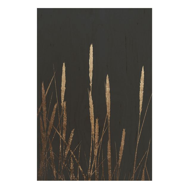 Wanddeko Flur Grafische Pflanzenwelt - Goldenes Schilf