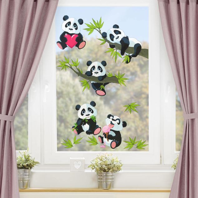 Wanddeko grün Pandabären Set Herz