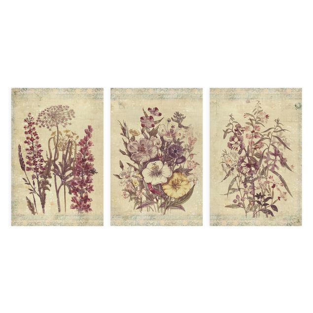 Wanddeko Flur Vintage Blumen Trio