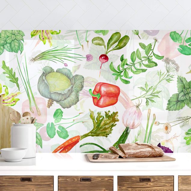 Küche Dekoration Gemüse und Kräuter Illustration