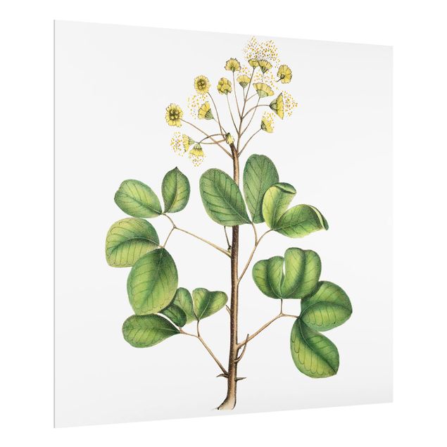 Wanddeko Pflanzen Laubwerk mit Blüten IV
