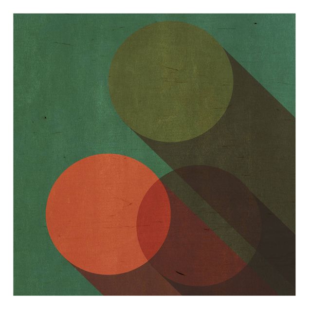 Wanddeko Flur Abstrakte Formen - Kreise in Grün und Rot