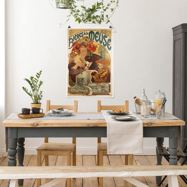 Wanddeko Schlafzimmer Alfons Mucha - Plakat für La Meuse Bier